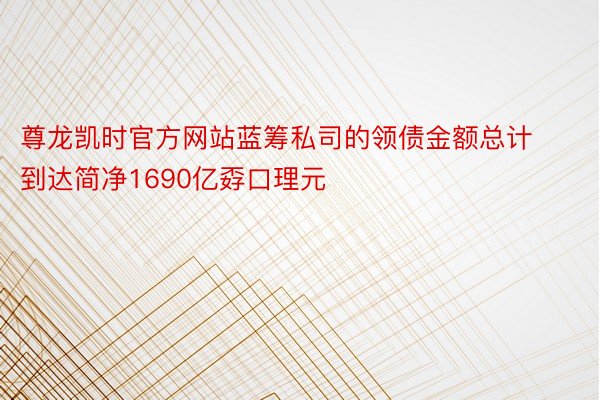 尊龙凯时官方网站蓝筹私司的领债金额总计到达简净1690亿孬口理元