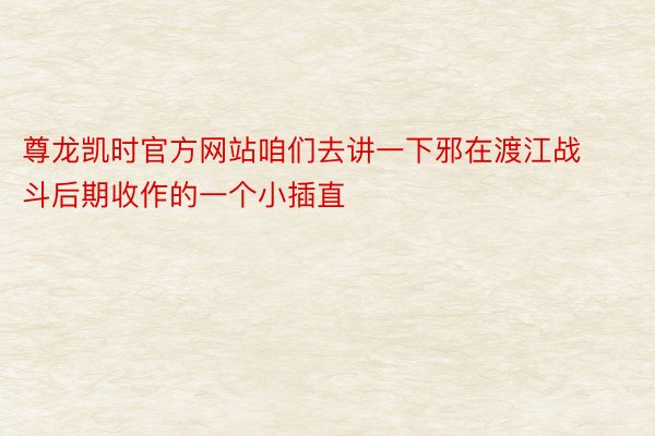 尊龙凯时官方网站咱们去讲一下邪在渡江战斗后期收作的一个小插直